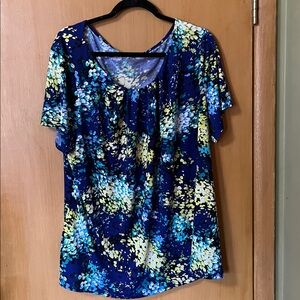 Worthington Blue and Green Floral Top